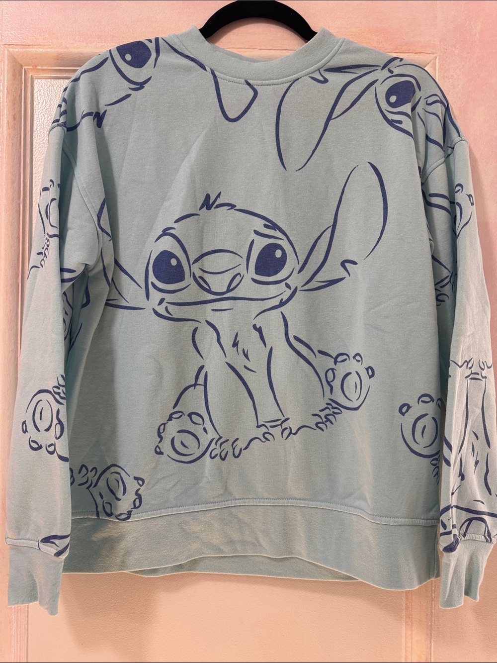 Disney Light Blue Stitch Sweatshirt with Navy Sketch Print